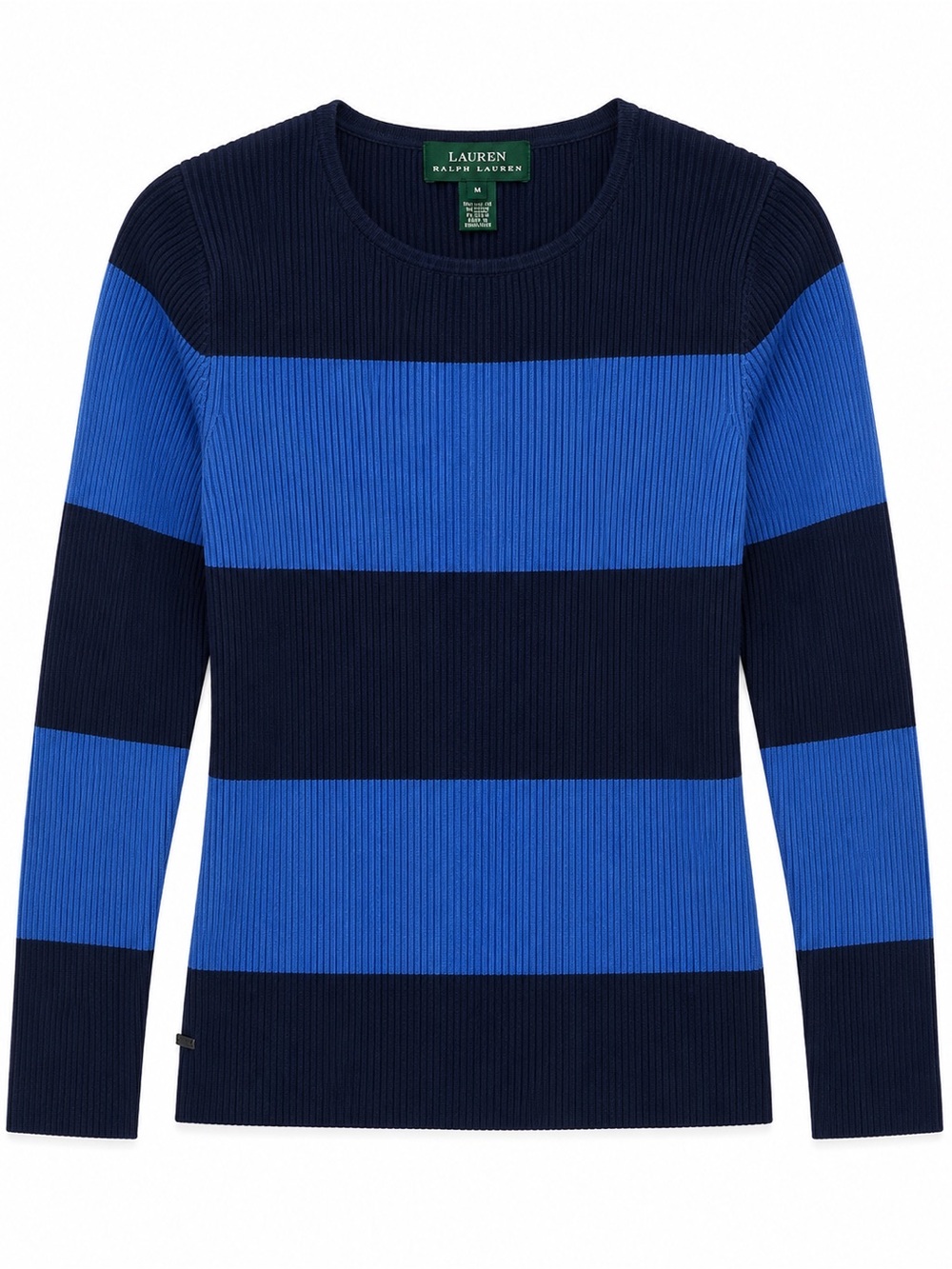 Lauren Ralph Lauren Navy and Bright Blue Striped Crewneck Sweater